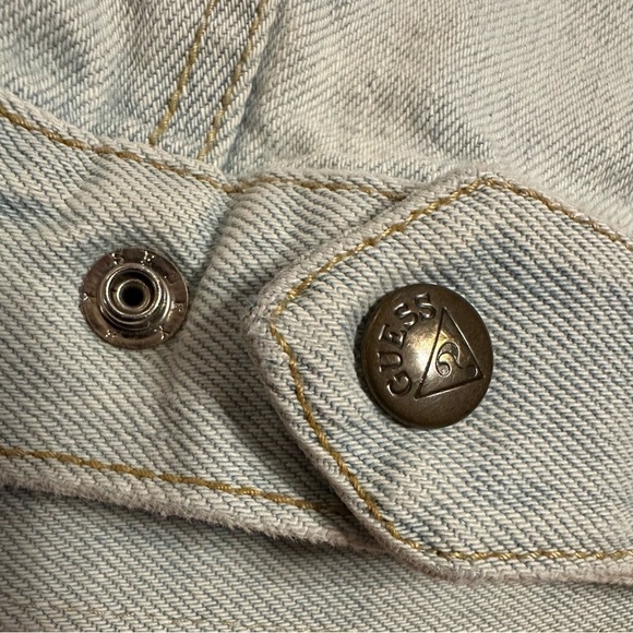 VTG 80s Baby GUESS Jean Jacket G Marciano Sunglasses Graphic 6 Light Wash Denim - Picture 4 of 8